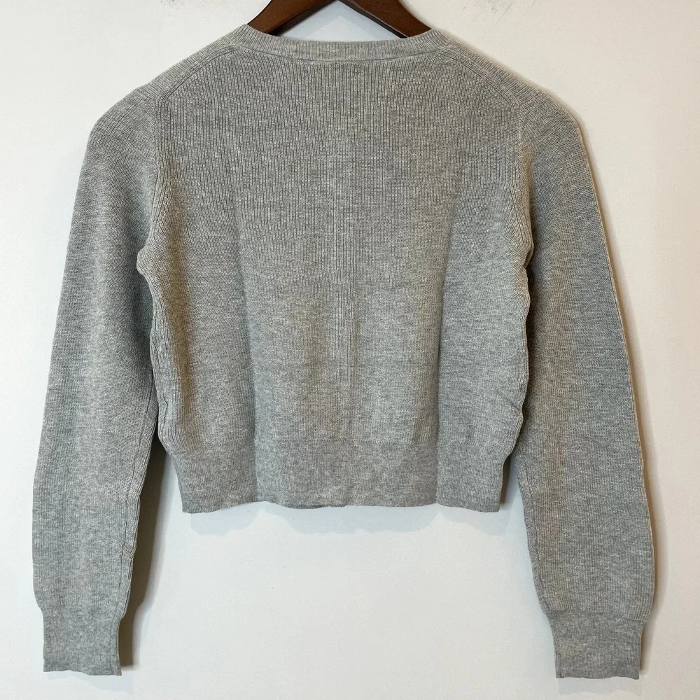 J.Crew Collection Embellished Cardigan Sweater Cotton Holiday CD379 Grey 12 13 - Picture 8 of 15
